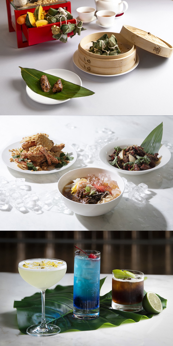 [르 쉬느아 쫑즈(상), 성화정 여름 메뉴(중), 엠라운지 칵테일 (하) 사진 제공 l 제주신화월드]