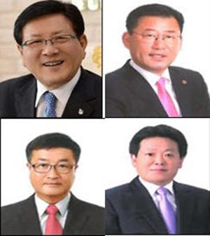 (오른쪽으로) 허향진 도당위원장, 김영진 제주시갑 당협위원장, 김승욱 제주시을 당협위원장, 허용진 서귀포시 당협위원장