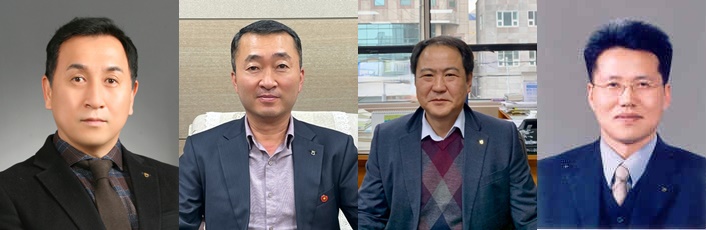 (사진왼쪽부터)고우일 제주시지부장, 김현우 서귀포시지부장, 강우식 경제부본부장, 이춘협 경영부본부장.