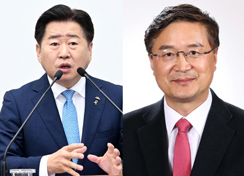 (사진왼쪽부터) 오영훈 제주도지사와 장성철 전 국민의힘 제주도당위원장