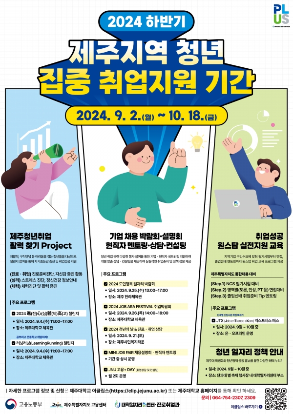 제주대 대학일자리플러스센터, 2024 하반기 지역 청년 '집중 취업지원 기간' 운영