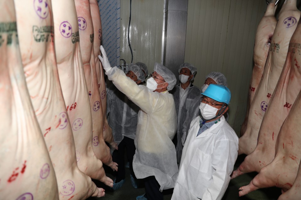 추석 명절 대비 축산물 수급 안정 대책 추진상황 점검 사진(사진= 제주시 제공)